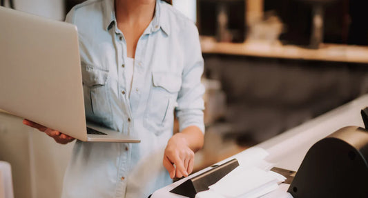 woman with printer